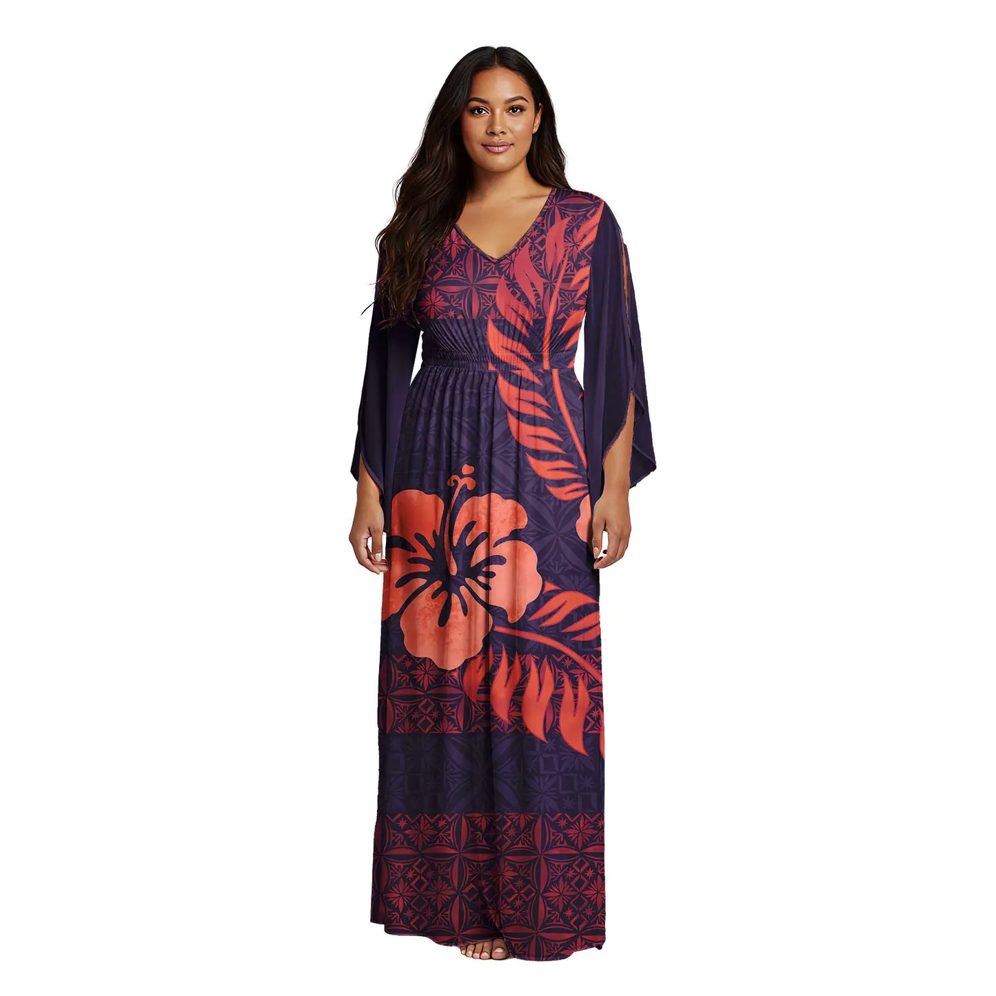 Maxy Latest Women's V-neck Dress Custom Sexy Evening Gown Polynesian Samoan Tribal Pattern Design Casual Dress