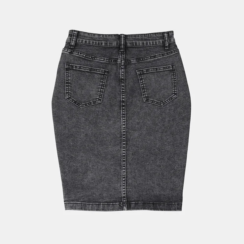 Maxy Benuynffy Streetwear Vintage Single Breasted Denim Skirt Women's Spring Summer High Waist Matching Slim Bodycon Midi Skirts