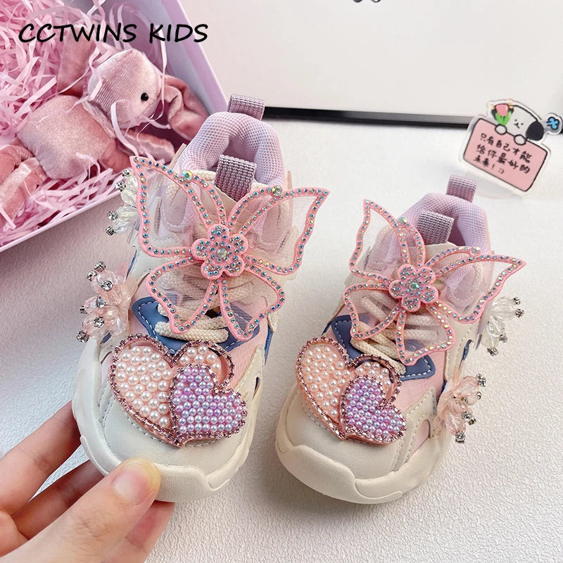 Maxy Girls Sneakers Autumn Winter Kids Fashion Brand Princess Running Sport Shoes Toddler Flats Children Warm Crystals Soft Sole