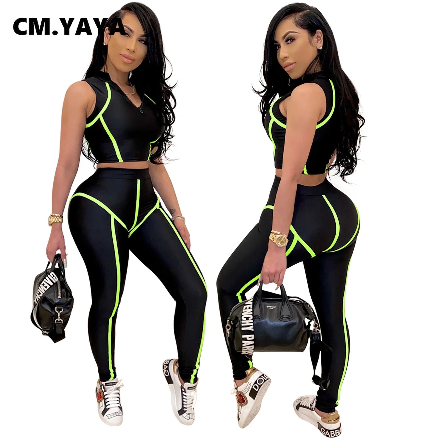 Women Sets Summer Tracksuits Slim Sleeveless Skinny Crop Tops+Pants Suit Two Piece Set Night Club Outfits 2 Pcs Street GL3503