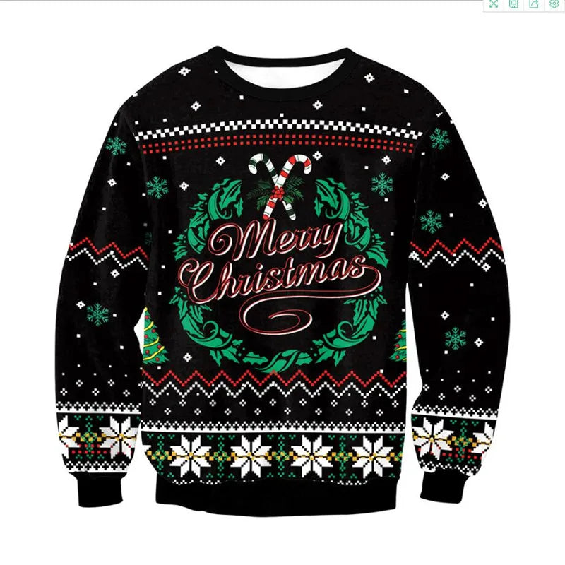 Visco Men Women Holiday Party Xmas Sweatshirt Happy Birthday Jesus Sweater Green 3D Funny Printed Ugly Christmas Sweaters Jumpers Tops