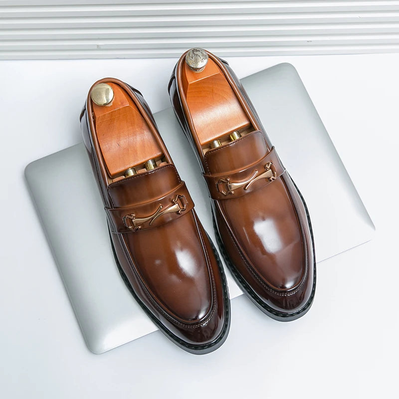 Visco New Men's Casual Leather Shoes Four Seasons Plus Size Anti Slip Business Leather Shoes Fashion Versatile Tide Party Driving Shoe