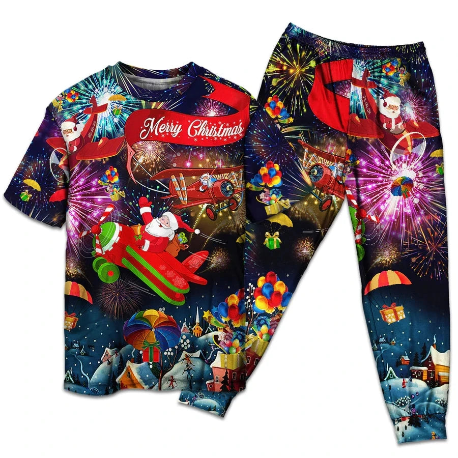 Christmas Snowman In Love So Happy Xmas Painting Style - Pajamas Short Sleeve 3D All Over Printed Kids Pajamas Cosplay Clothes