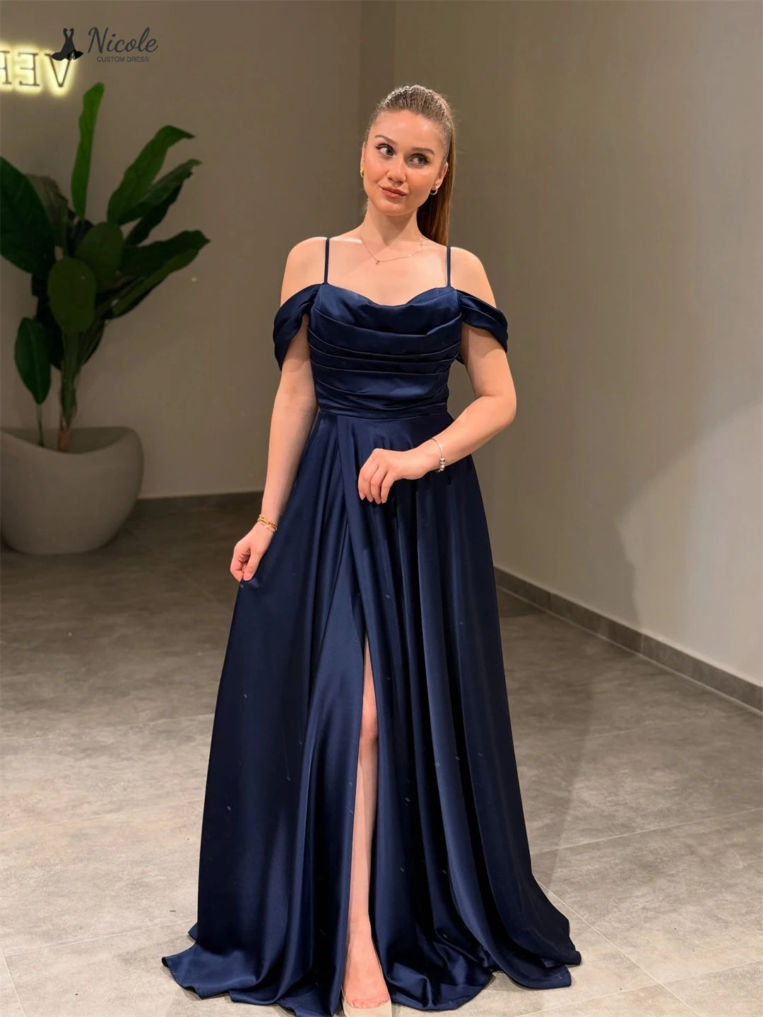 Maxy Robe De Cocktail Femme Slim Shoulder Straps Luxurious Women's Evening Dresses Woman Elegant Line A Luxury Prom Dresses