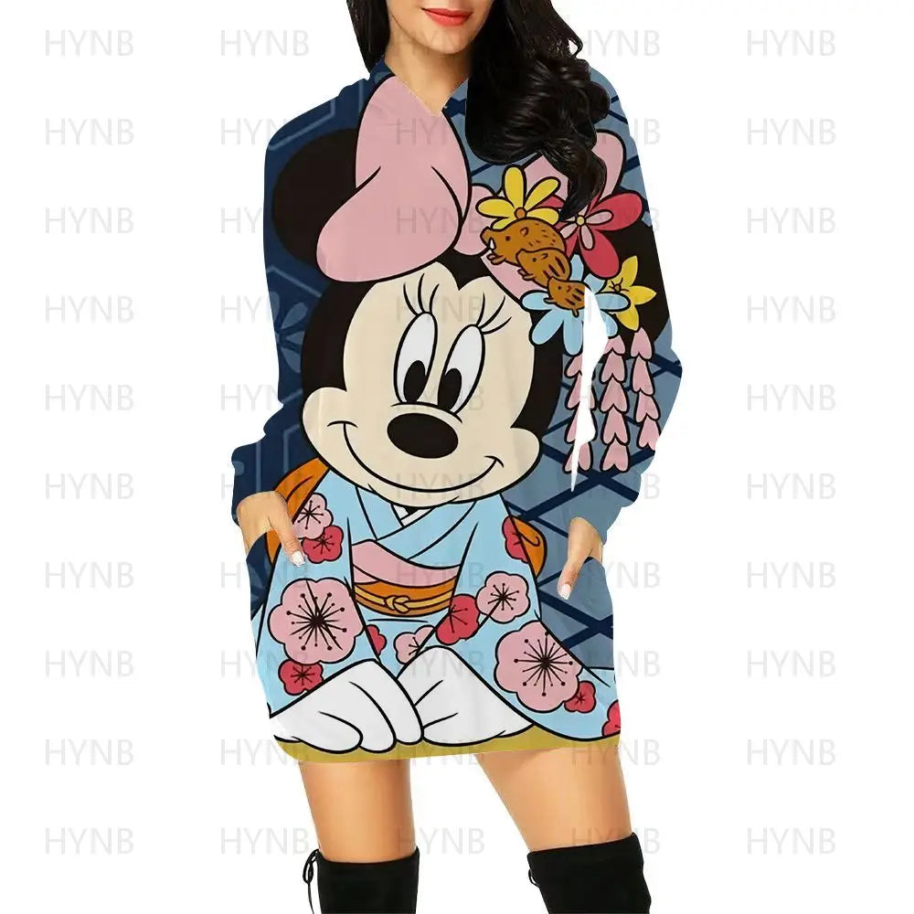 Maxy Sweater Dress Elegant Dresses for Women Long Sleeves Luxury Party Hoodie Disney Kawaii Mickey Women's Mini Minnie Mouse Y2k