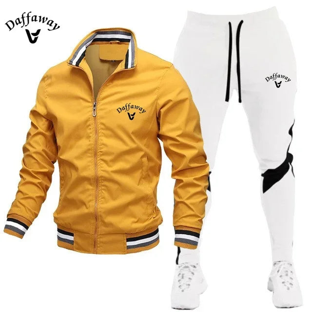 Visco New Men Tracksuits Men Sets Sweatshirt +sweatpants Tracksuit Zipper Stand Collar Sports Suit Jogging Fitness Men Clothing