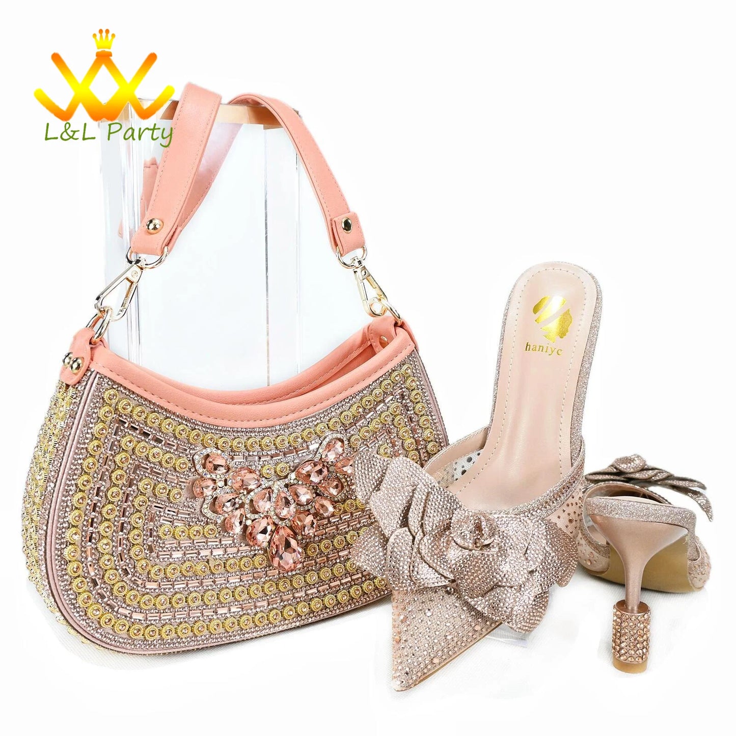 Max Elegant Style Special Design New Arrivals Italian Women Shoes and Bag Set in Silver Color Comfortable Heels for Slipper