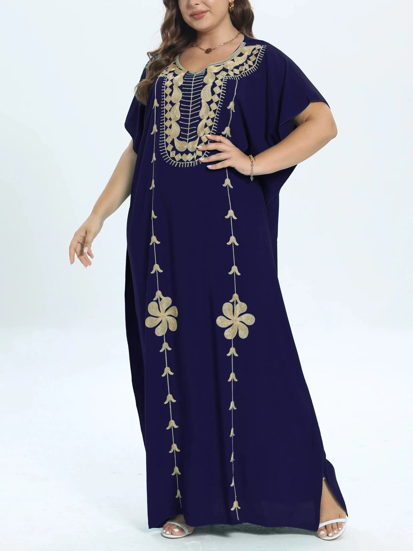 Maxy African Plus Size Dashiki Cotton Traditional Dress Abaya For Womens Moroccan Loose For Women's Kaftan Short Sleeve Cover up