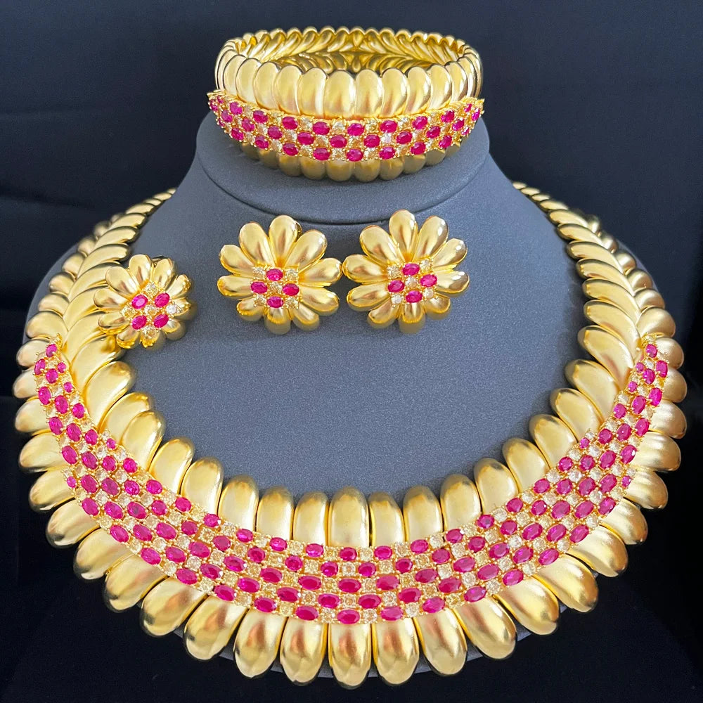 Maxy Famous Brand Bling Sequins Luxury Jewelry Sets For Women Wedding Party Zircon Wedding Bridal Jewelry Set