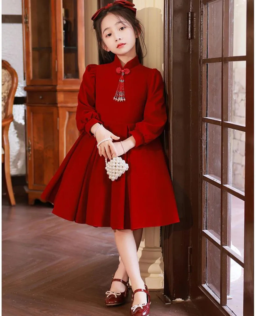 Maxy New Children's Evening Gown Spanish Vintage Girls Birthday Party Red Dresses