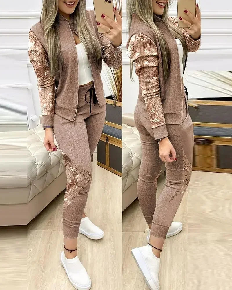 Two Piece Women Set Sport Casual Outfit Fall Clothes for Women Sweatshirt Jumper Top Sweatpants Set Women Suit Tracksuit