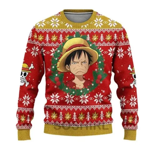 Maxy ONE PIECE Monkey D Luffy Pullover Shanks Sweatshirt Cosplay Clothes Roronoa Zoro Printing Streetwear Christmas Costumes