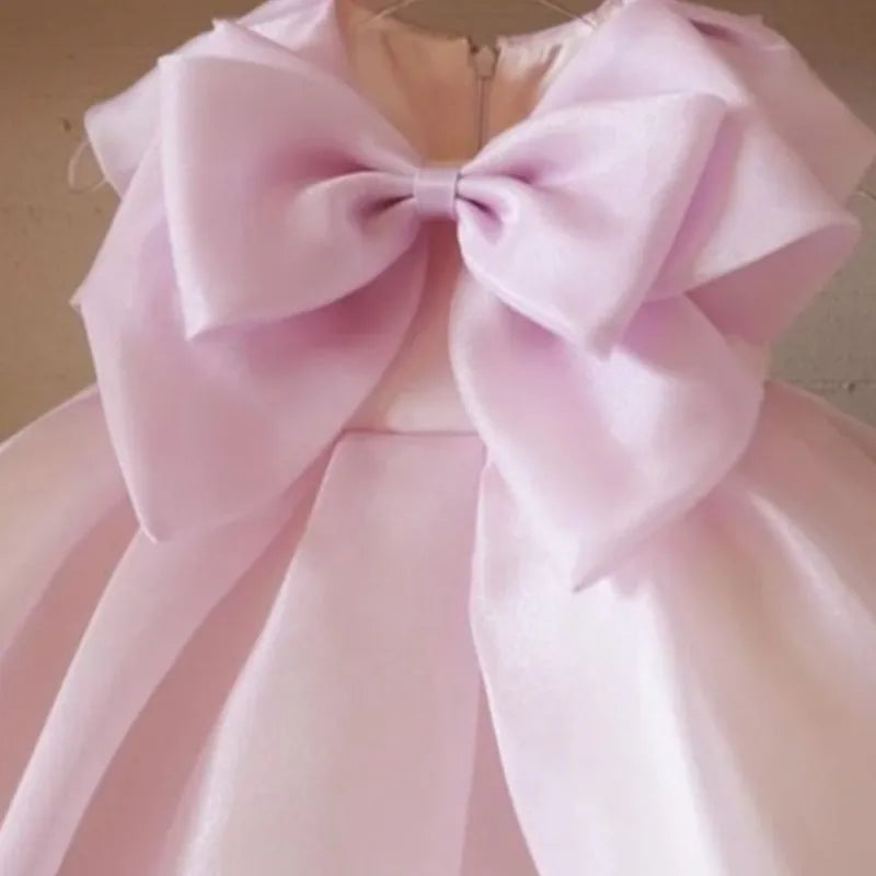 Maxy Baby Girl Princess Big Bow Dress Sleeveless Infant Toddler Teens Child Tulle Vestido Birthday Party Wedding Baby Clothes 1-14Y
