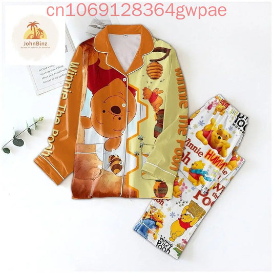New Disney Winnie the Pooh Christmas Max Pajama Set 3d Printed Pooh Bear Holiday Casual Men's Women's Long Sleeve Shirt Pajama Set
