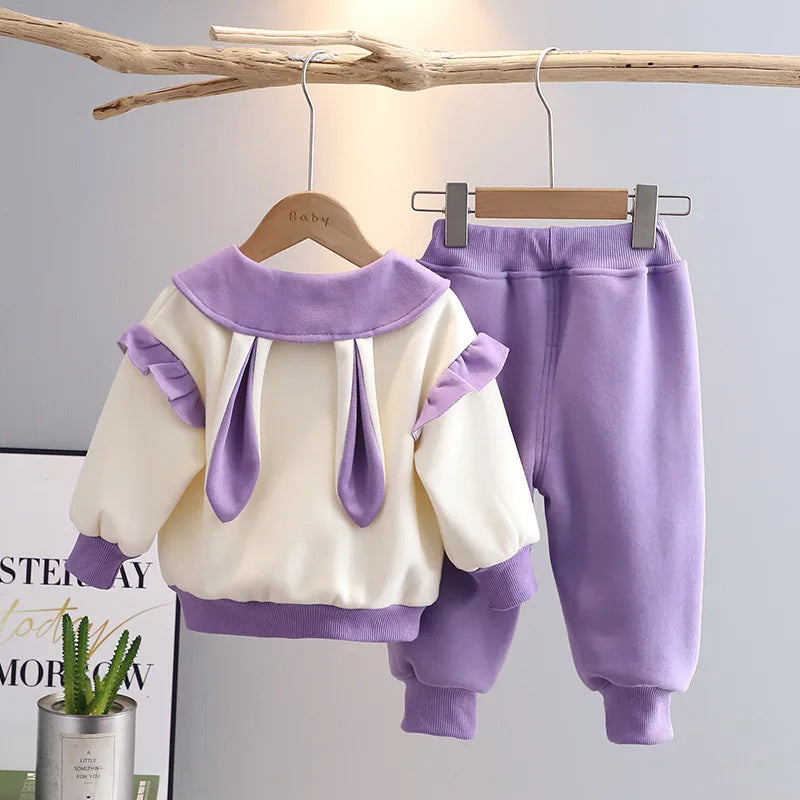 Maxy New Autumn winter Baby Clothes Children Girls Thick Warm T-Shirt Pants 2Pcs/Sets Kids Clothing Infant Costume Toddler Tracksuits