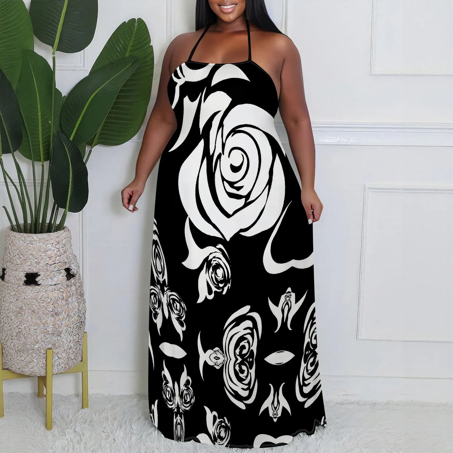 Maxy Halter Neck Floral Print Women's Dress New Arrival Casual Summer Dress XL-6XL