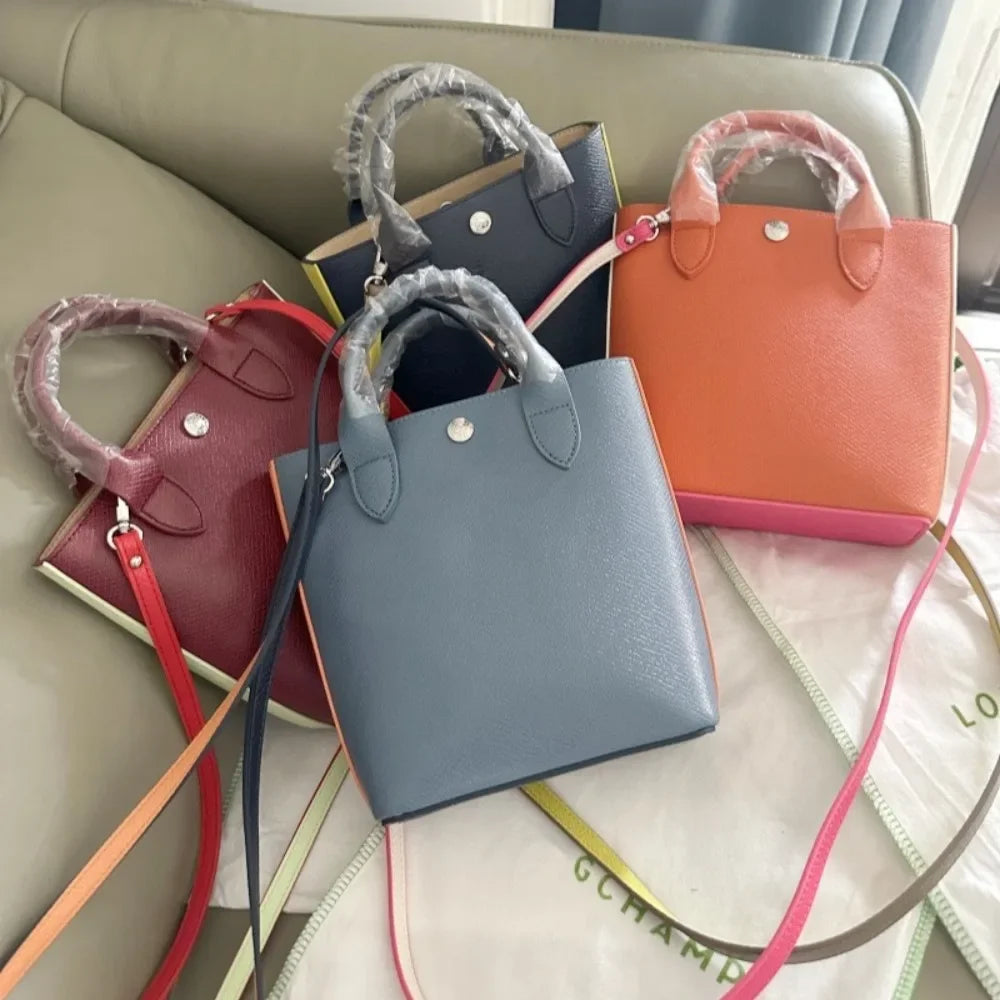 Maxy High quality new cowhide large capacity multifunctional bag, shoulder bag, color blocking handbag, hand-held bucket, women's bag