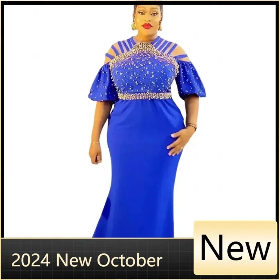 Maxy Plus Size Party Dresses for Women New Fashion Dashiki Ankara Wedding Evening Gown Elegant Turkey Muslim Maxy Dress