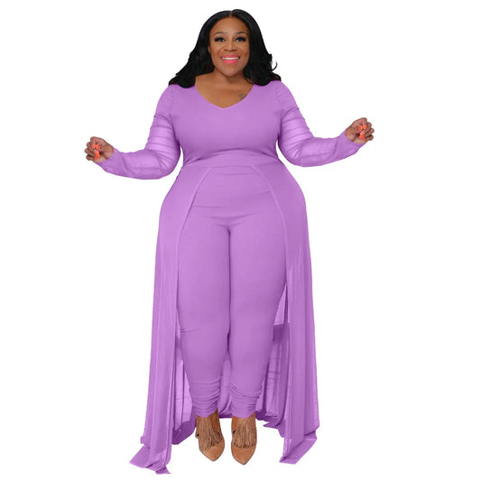 Maxy Plus Size Elegant Jumpsuit Female Solid 5xl Design Cloth Women One Piece Outfit Pencil Pant 2023 Autumn Fashion Casual Jumpsuit