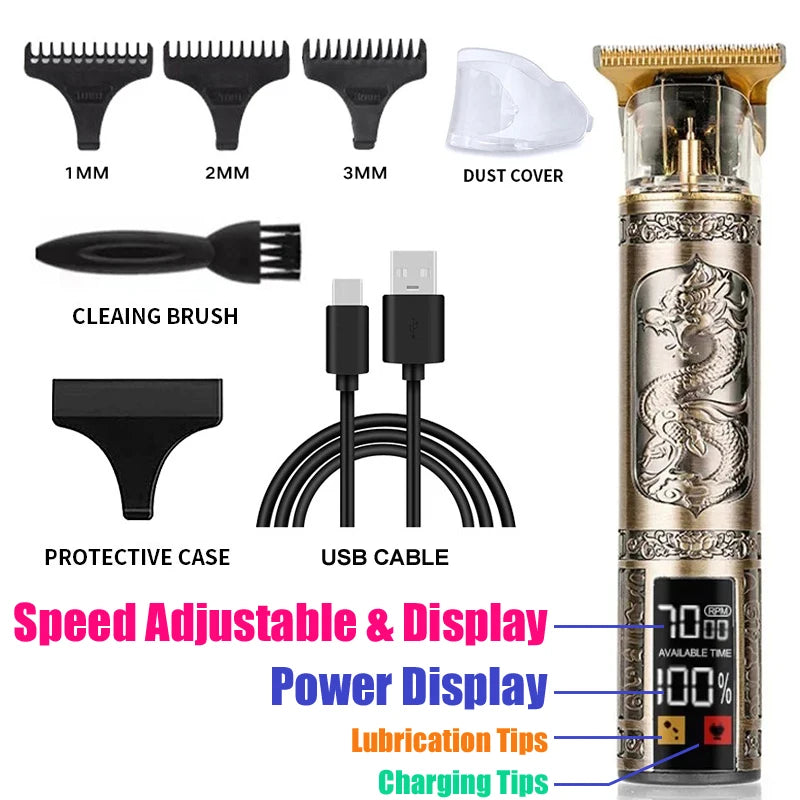 Maxy New Retro T9 Hair Clipper For Men, Electric Shaver, Rechargeable Hair Clipper, Portable Cordless Beard Trimmer