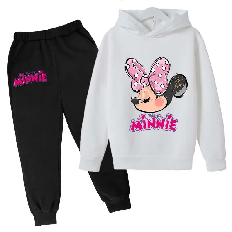 Minnie Mouse Clothes Set For Baby Girls With Autumn Winter Suit Mickey Mouse Toddler Kid Hoodies Set Infant Boy Clothing