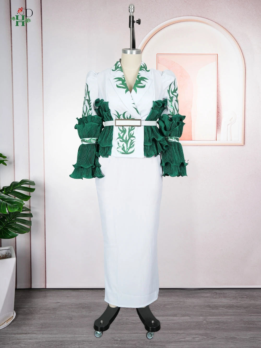 Maxy Dresses for Woman Turkey Dress Ruffled Sleeves Floral Embroidery Wedding Party Dress Plus Size Luxury Clothing