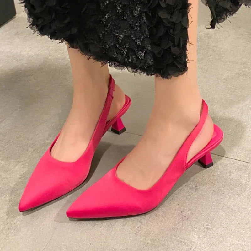 Amay Single Shoes for Women Summer Pointed Toe Stiletto Women's Slingbacks Shoes Sexy Party Dress Office Shoes Ladies