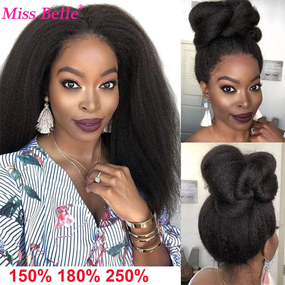 Maxy Kinky Straight Wig 250 Density Lace Wig Human Hair Wigs For Women Brazilian Kinky Straight Lace Front Wig With Baby Hair