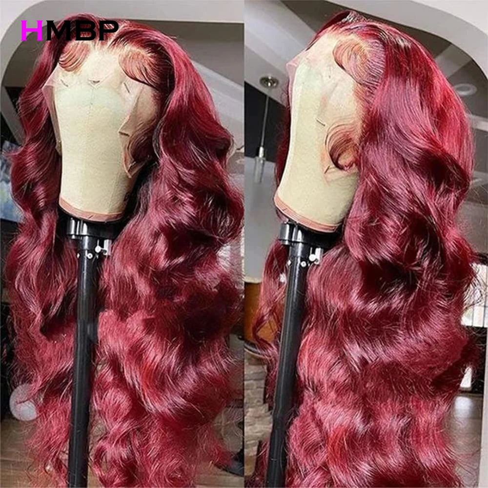 Maxy 360/13x6 HD Lace Front Wig Glueless Lace Wig Human Hair Wear and Go Body Wave 99j Colour Pre Plucked Lace Frontal Wigs For Women