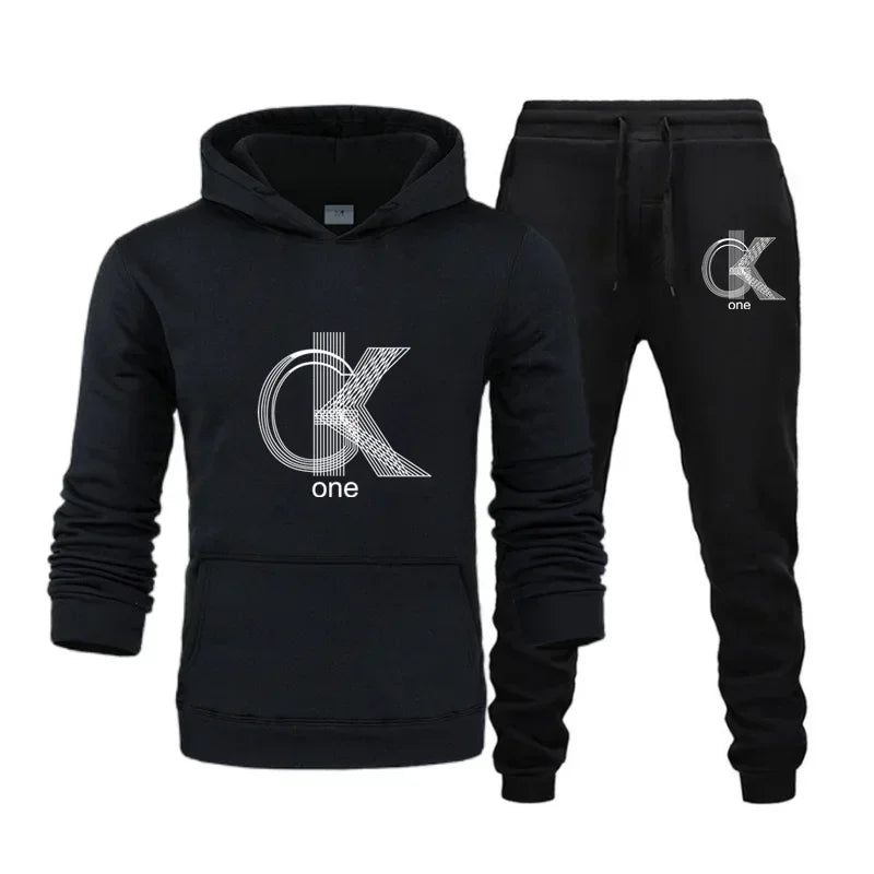 Maxy Men Women Tracksuit Hoodies Casual Solid Color Thick Pullover and Long Pant 2-piece Set Men Autumn Fleece Jogger Sports Suit Ne