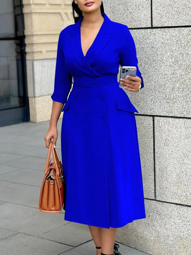 Maxy L-3XL Plus Size Clothes Dresses Women Robes Summer Autumn Loose Street Casual 3XL Big Size Office Lady Midi Dress Oversized