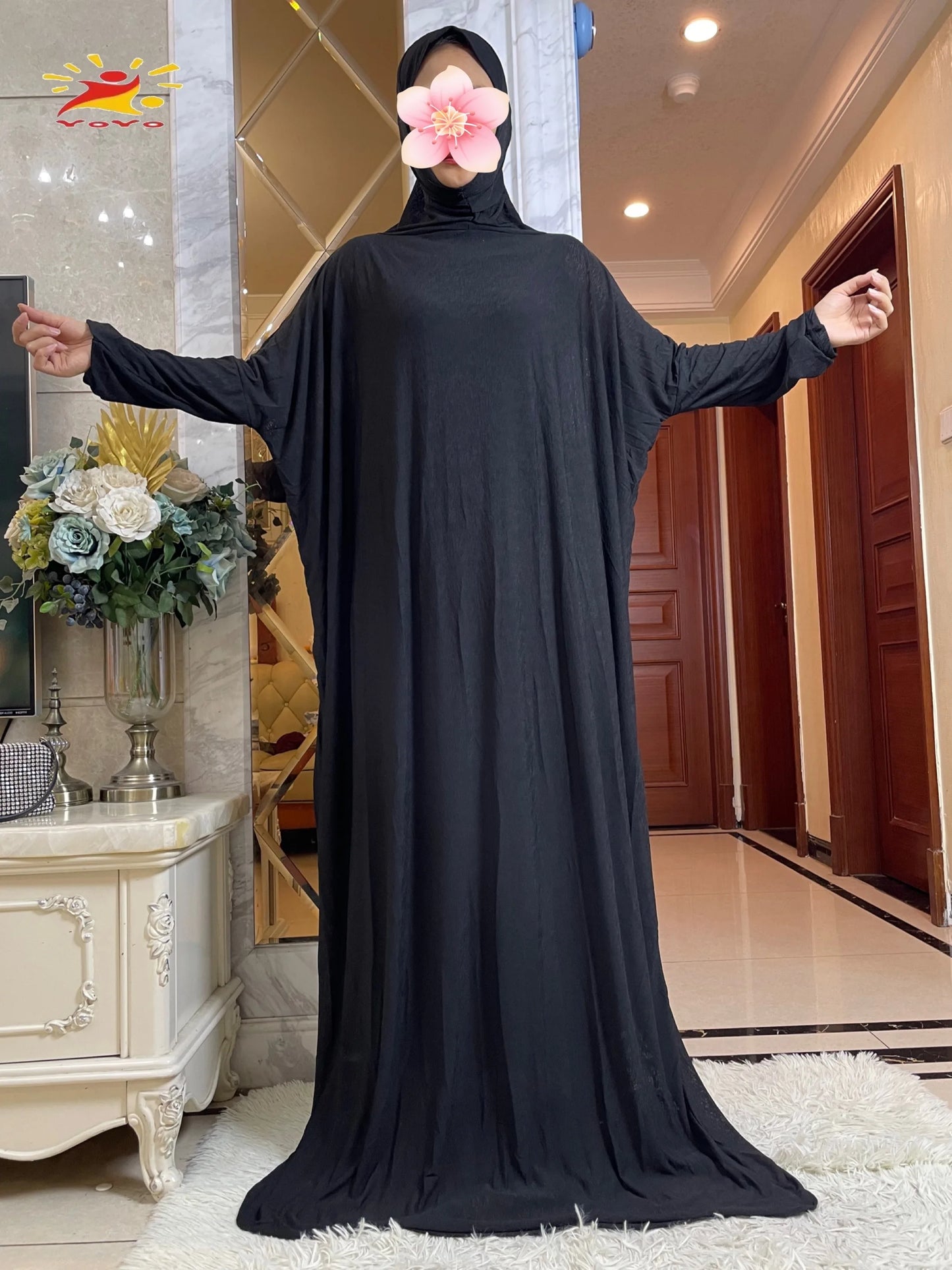 Maxy Muslim Women Hooded Abaya Turkey-African Prayer Garment Kaftan Dress With Hijab Floral Prints Dubai Saudi Robe Ramadan