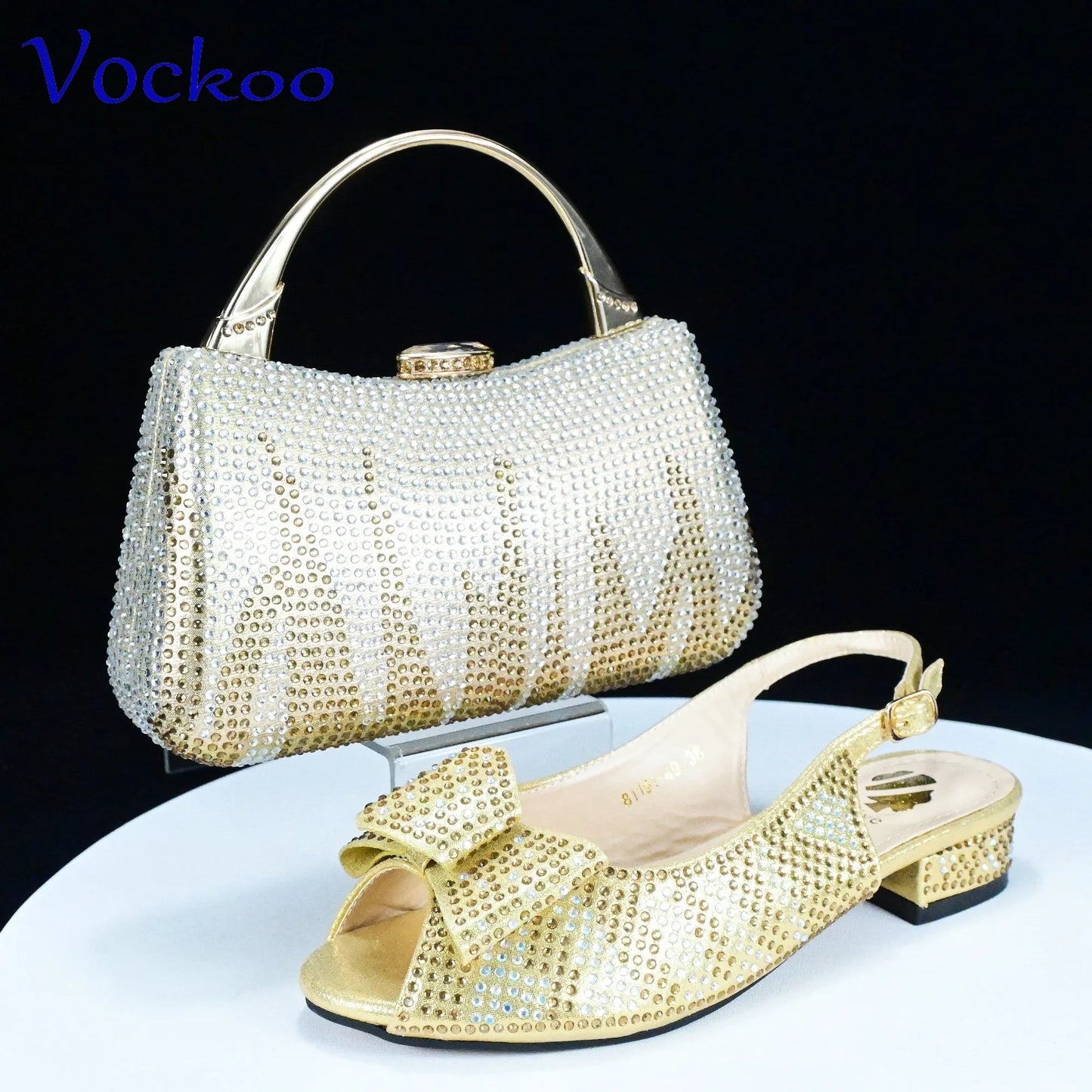 Babs High Quality 2024 Spring Summer New Design in Gold Color Casual Style Italian Women Shoes and Bag Set for Wedding Party