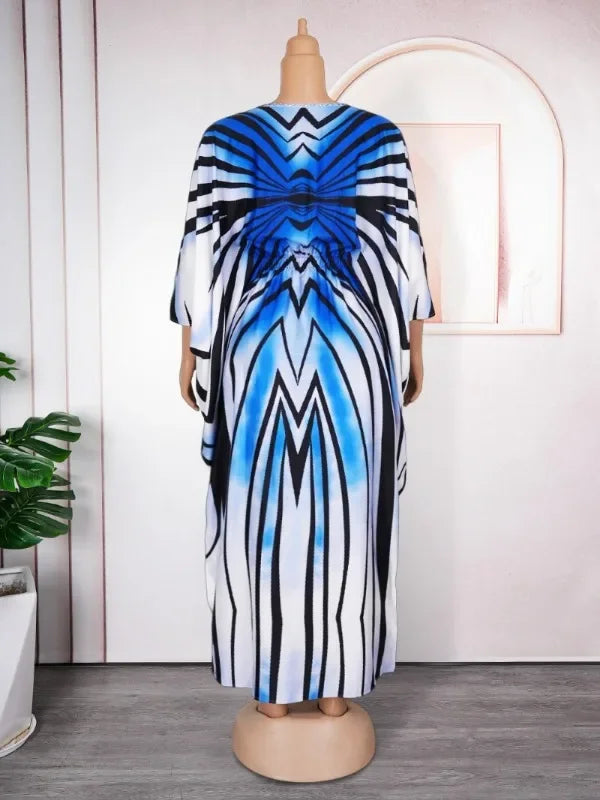 Summer Maxy Dresses for Women African Dashiki Print Robe Party Evening Gown Dubai Kaftan Abayas Africa Clothes Bubu