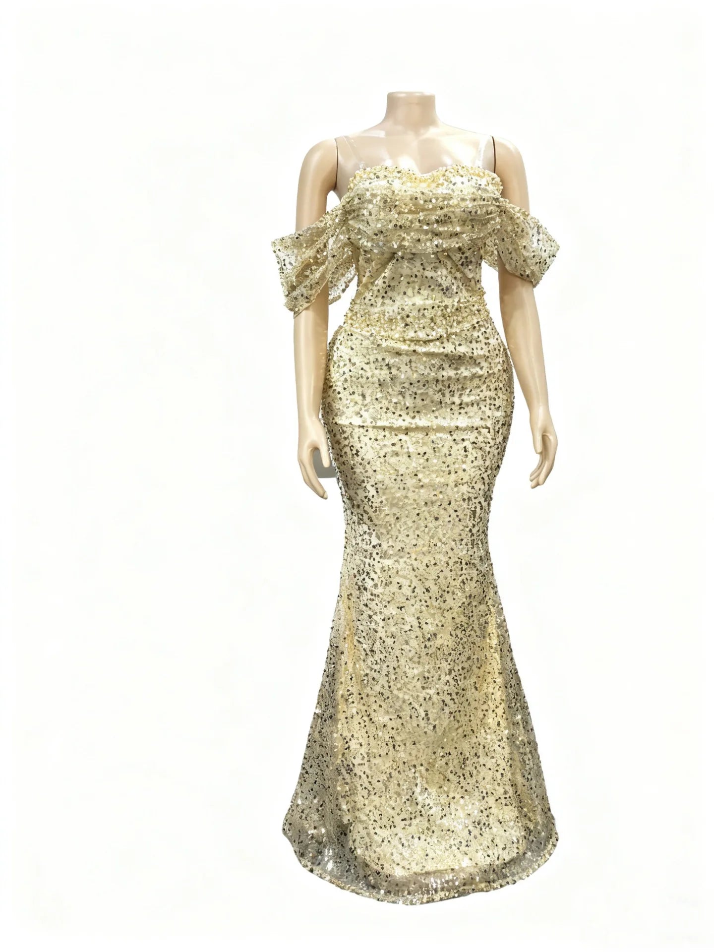 Maxy Plus Size Evening Dresses for Women African Luxury Sequin Gown Elegant Wedding Party Long Dress Ankara Ladies Clothing