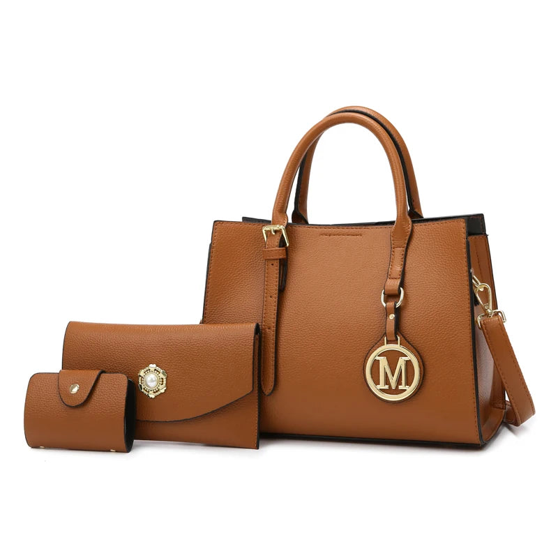 Maxy 3 Piece Or 1 Set Casual Tote Vintage Ladies Handbag PU Leather Luxury Handbags Women Designer Bags for Women Sac A Main Femme