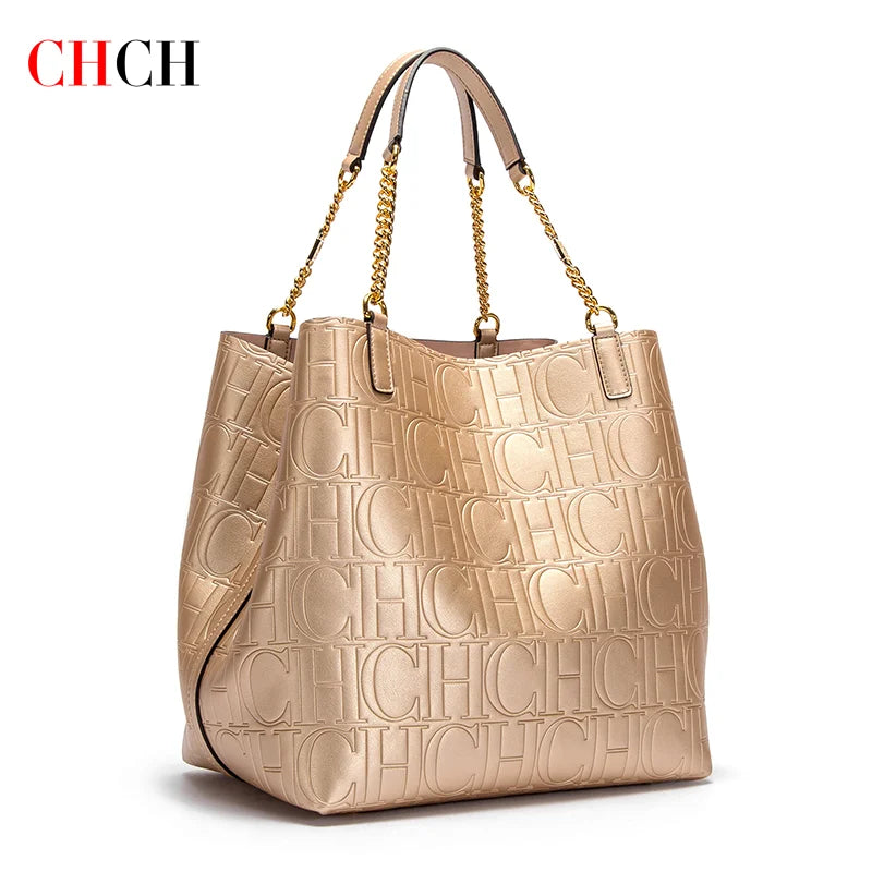 Maxy CHCH Women's Tote Bag New Steel Embossed Handbag Large Capacity Business Storage Bag