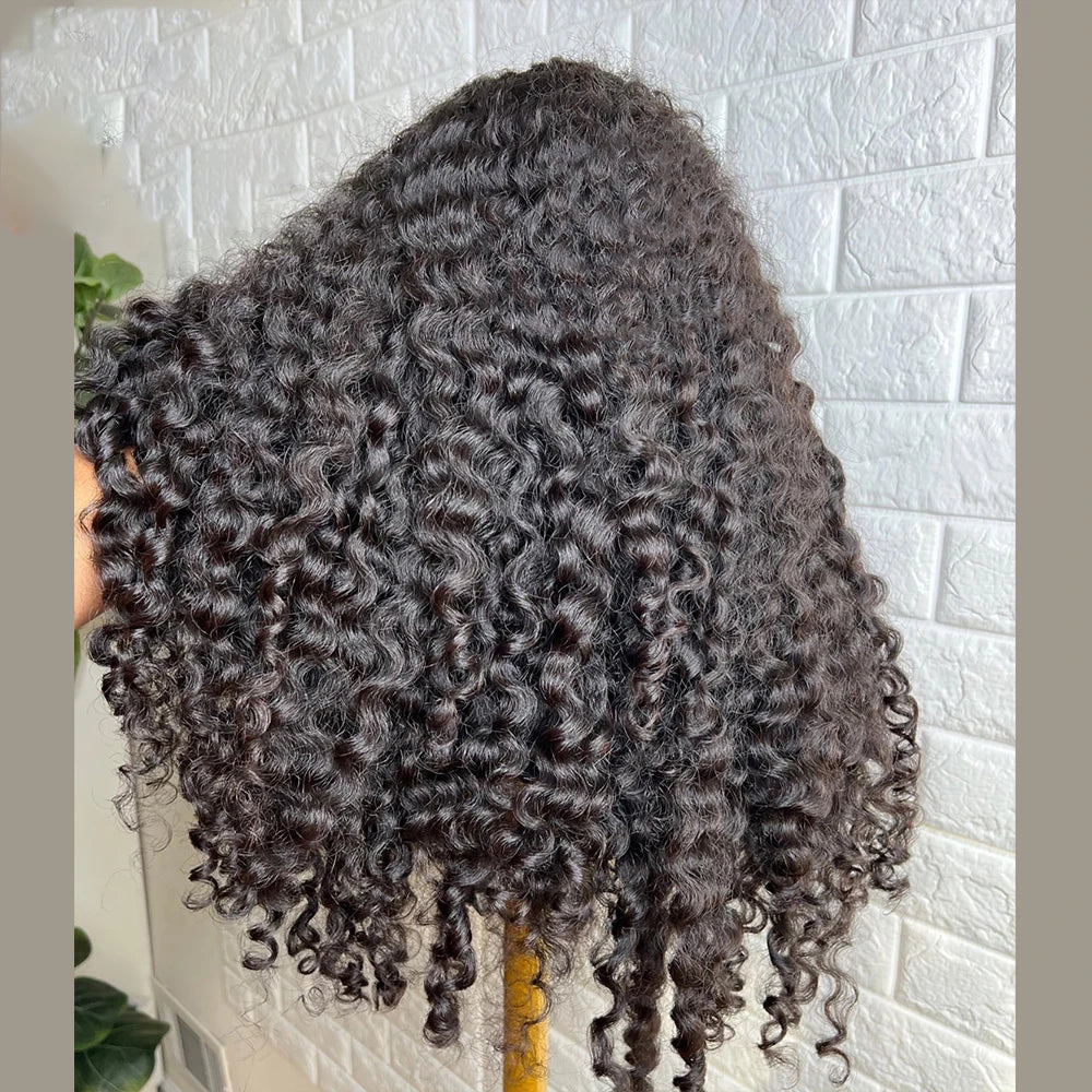 Amay Soft Natural Black Glueless 26inch 180Density Long Kinky Curly Deep Lace Front Wig For Women With Baby Hair Preplucked Daily