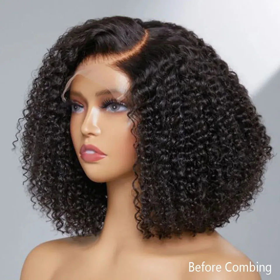 Maxy Curly Bob Kinky Curly Human Hair Wigs 13x6 HD Lace Frontal Wig For Women Raw Indian 250% Density Brazilian Wigs On Sale