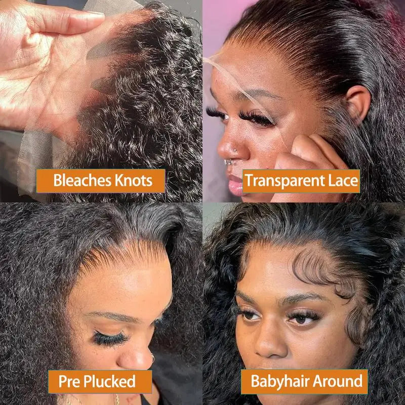 Maxy 250% Density Deep Wave Human Hair Wig 13x6 Curly Transparent Lace Frontal Wigs Human Hair for Women Pre Plucked with Baby Hair