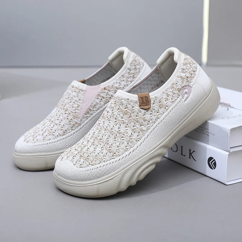 Maxy New Shoes for Woman Vulcanize Shoes Autumn Round Toe Flats Mesh Breathable Ladies Fisherman Shoes Platform Casual Sneakers