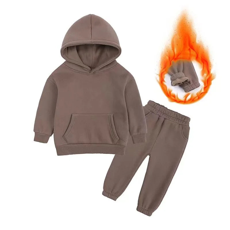New Autumn Winter Fashion Baby Boys Girls Clothes Children Thicken Hoodies Pants 2Pcs/Set Toddler Sports Costume Kids Tracksuits