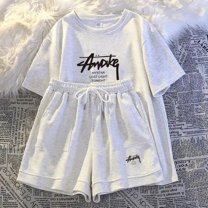 Maxy New Women's Plus-size Set Adult Short-sleeve and Shorts Two-piece Set Children's Loose Casual Set Women's T-shirt and Shorts Set