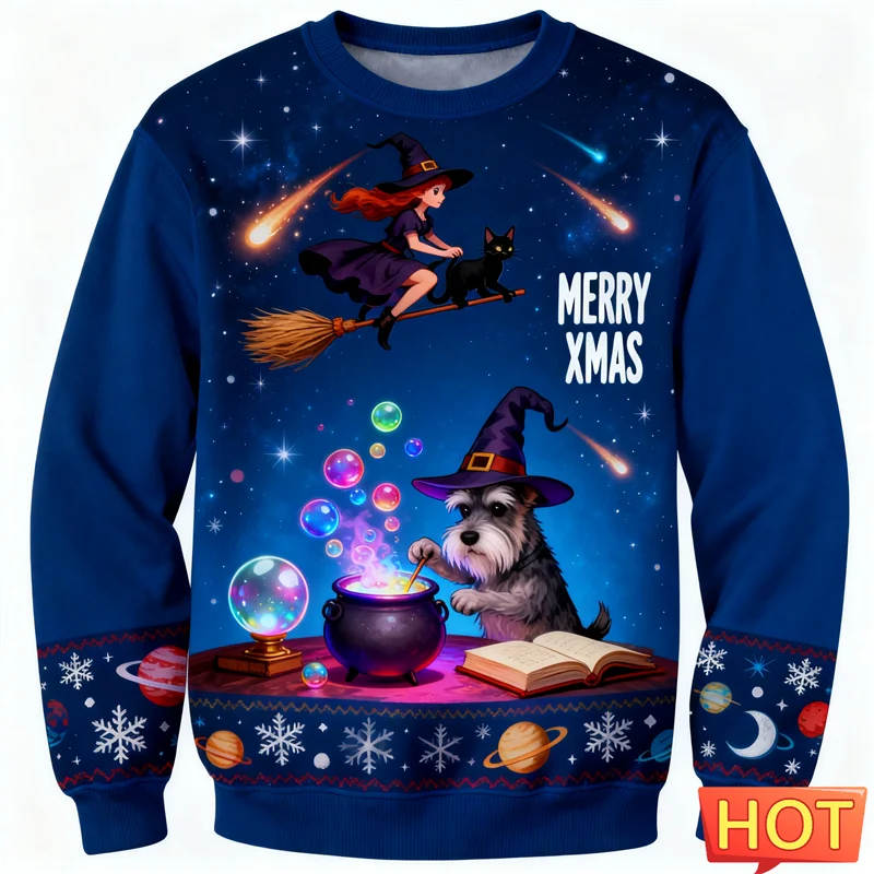 Maxy New Fashion Ugly Christmas Sweater For Men Trendy Santa Claus Animal Alien 3D Printed Sweatshirts Casual Oversized Pullover