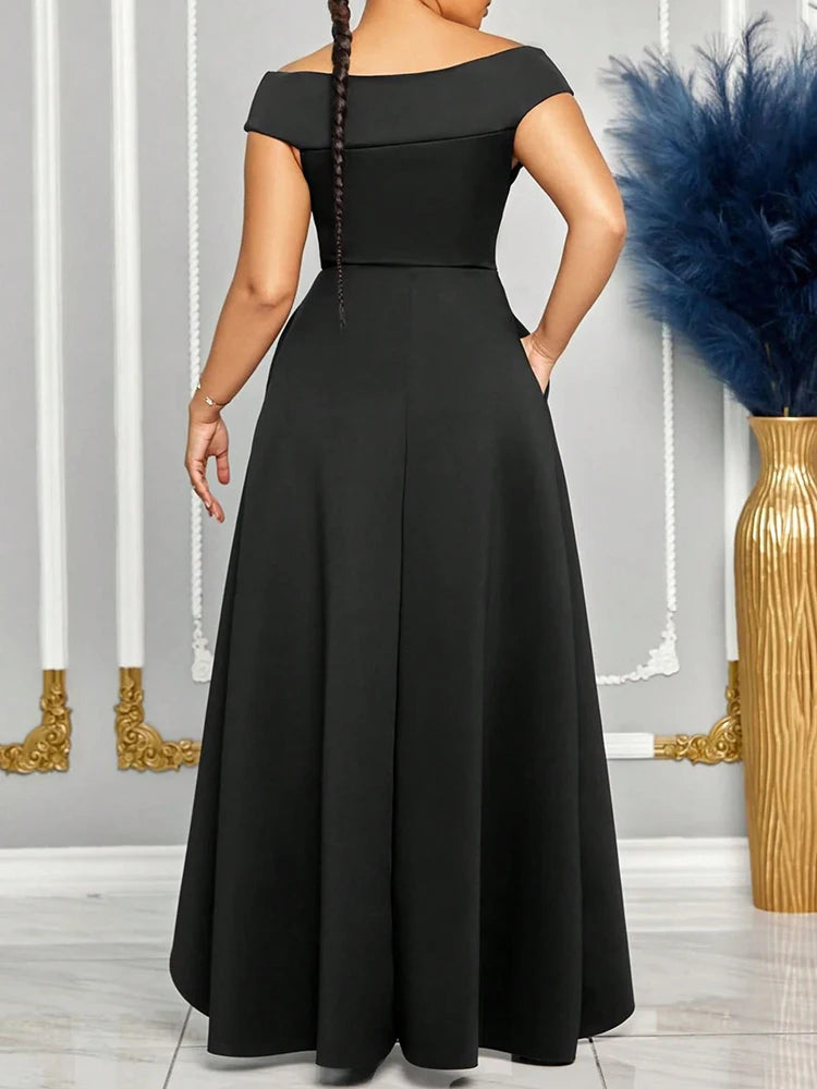 Maxy New in Dresses Off Shoulder Women Evening Dresses Solid Elegant Maxi Long Dresses Bridesmaid Party Dresses Female Clothing