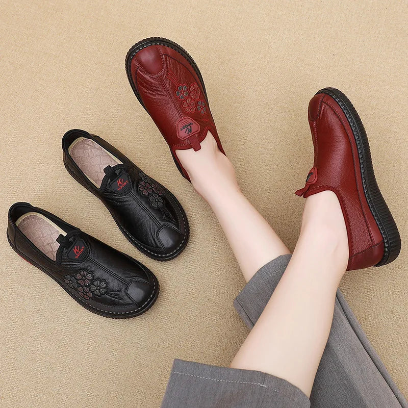 Maxy New Spring /Autumn Genuine Leather Breathable Flats Ballet Shoes Female Casual Shoes Office Lady Comfort Shoes