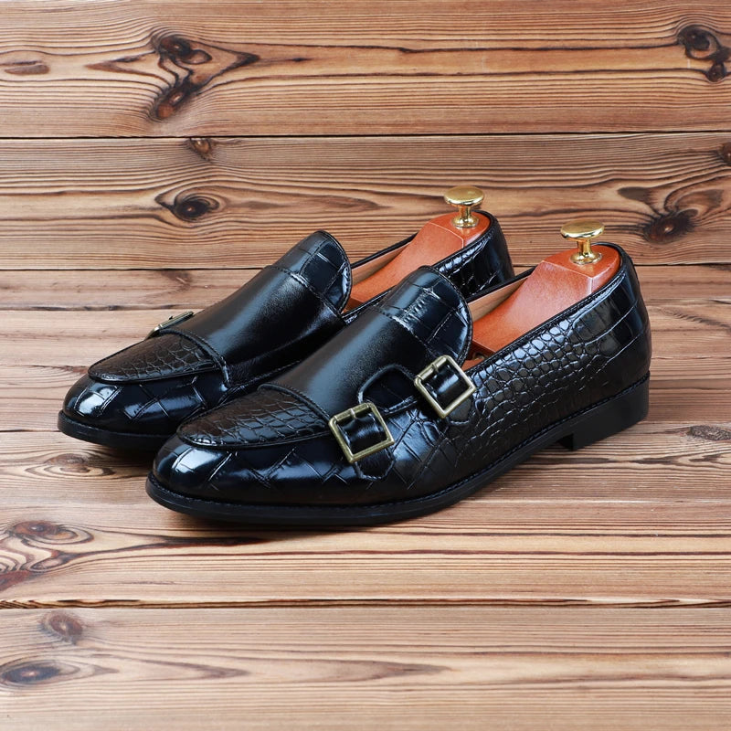 Amay New Spring Fashion British Men Casual Shoes Crocodile Designer Formal Dress Leather Shoes Business Work Loafers Italian Wedding