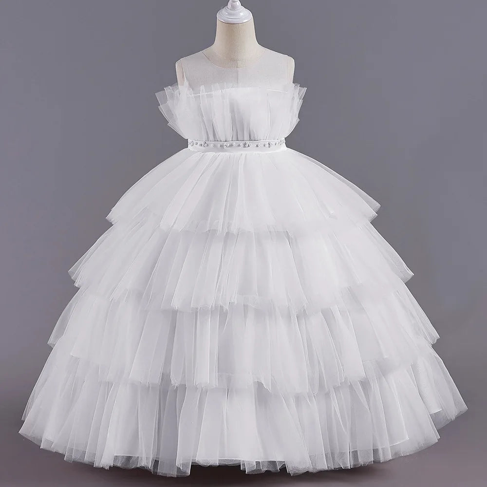 Maxy Princess Party Dress Wedding Birthday Kids Christmas Ceremonies Dresses Flowers Sequined Vestidos De Gala Vestido Adolescente 12 Años