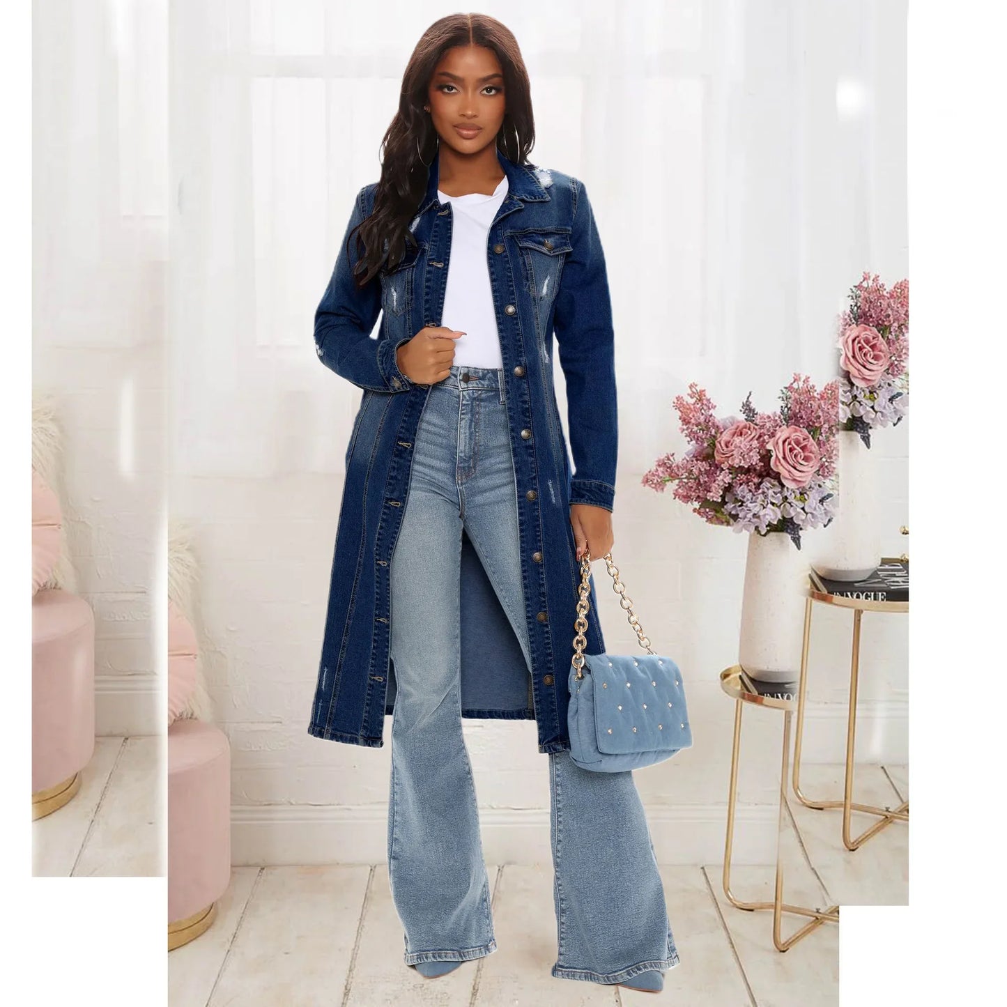 Maxy Cotton Denim Coat Women Spring Autumn Ropa Cardigan Jeans Long Gothic Bomber Jacket Windbreaker Y2k Women Jackets Elegant