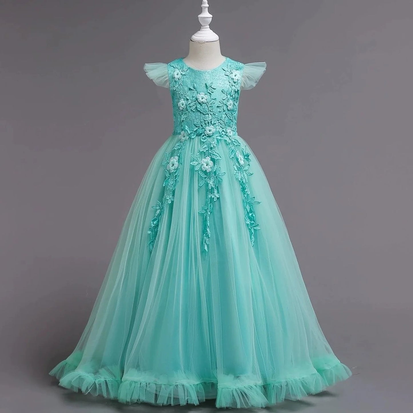 Maxy Fancy Princess Party Dresses for Girls Long Sleeveless Flower Party Evening Dresses Kid Prom Wedding Children Dress 4-15Years